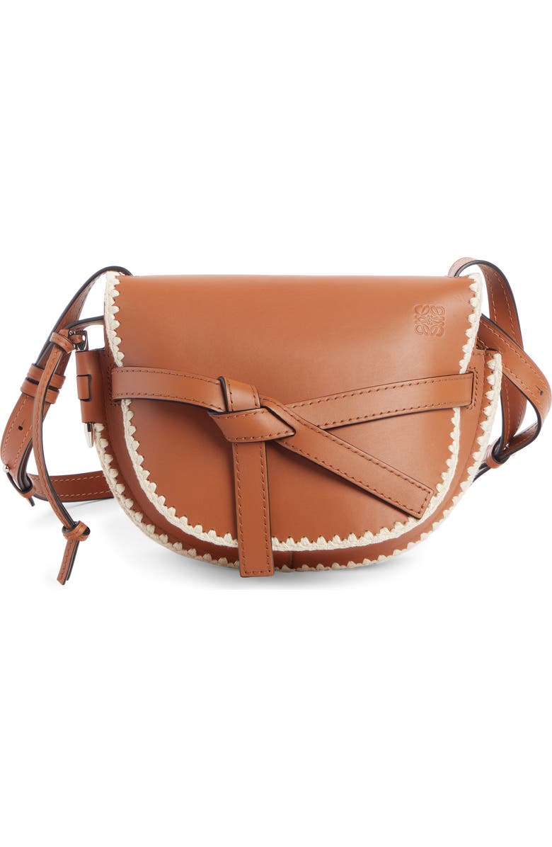 Loewe Small Gate Crochet Leather Crossbody Bag, Main, color,