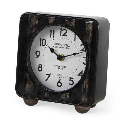 Karl Rustic Iron Rounded Square Table Clock