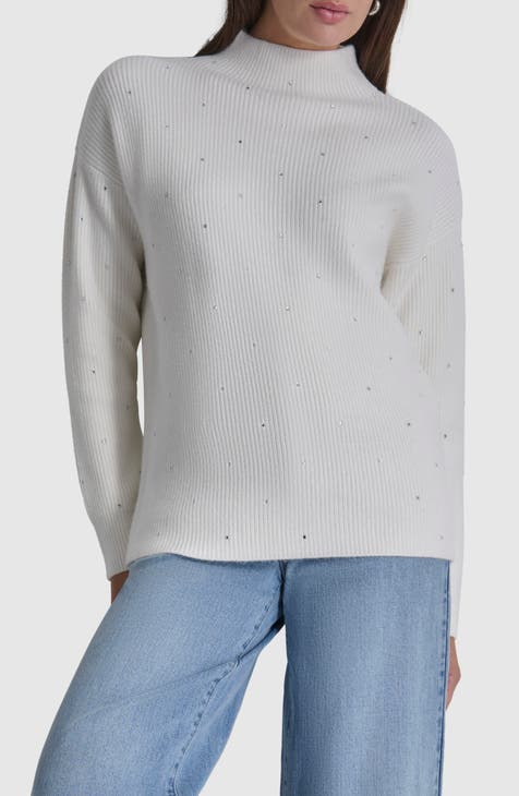 Studded Mock Neck Sweater