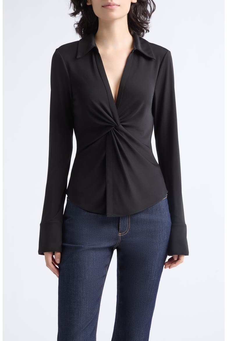 McKenna Twist Front Jersey Shirt, Main, color, BLACK
