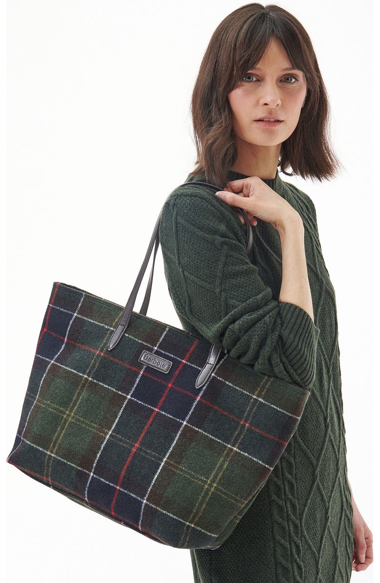 Barbour Witford Tartan Plaid Wool Blend Tote, Alternate, color,