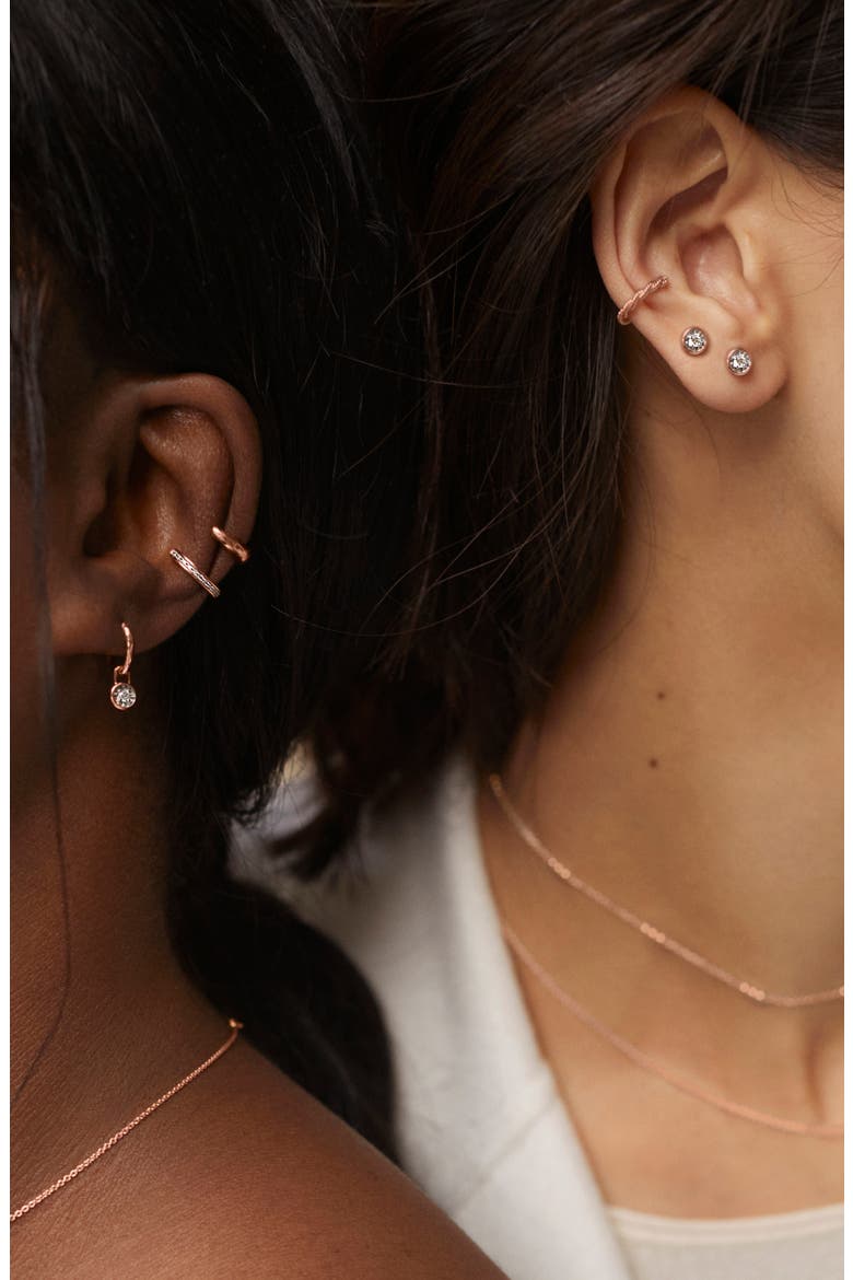 Diamond Essential Huggie Earrings, Alternate, color, ROSE GOLD