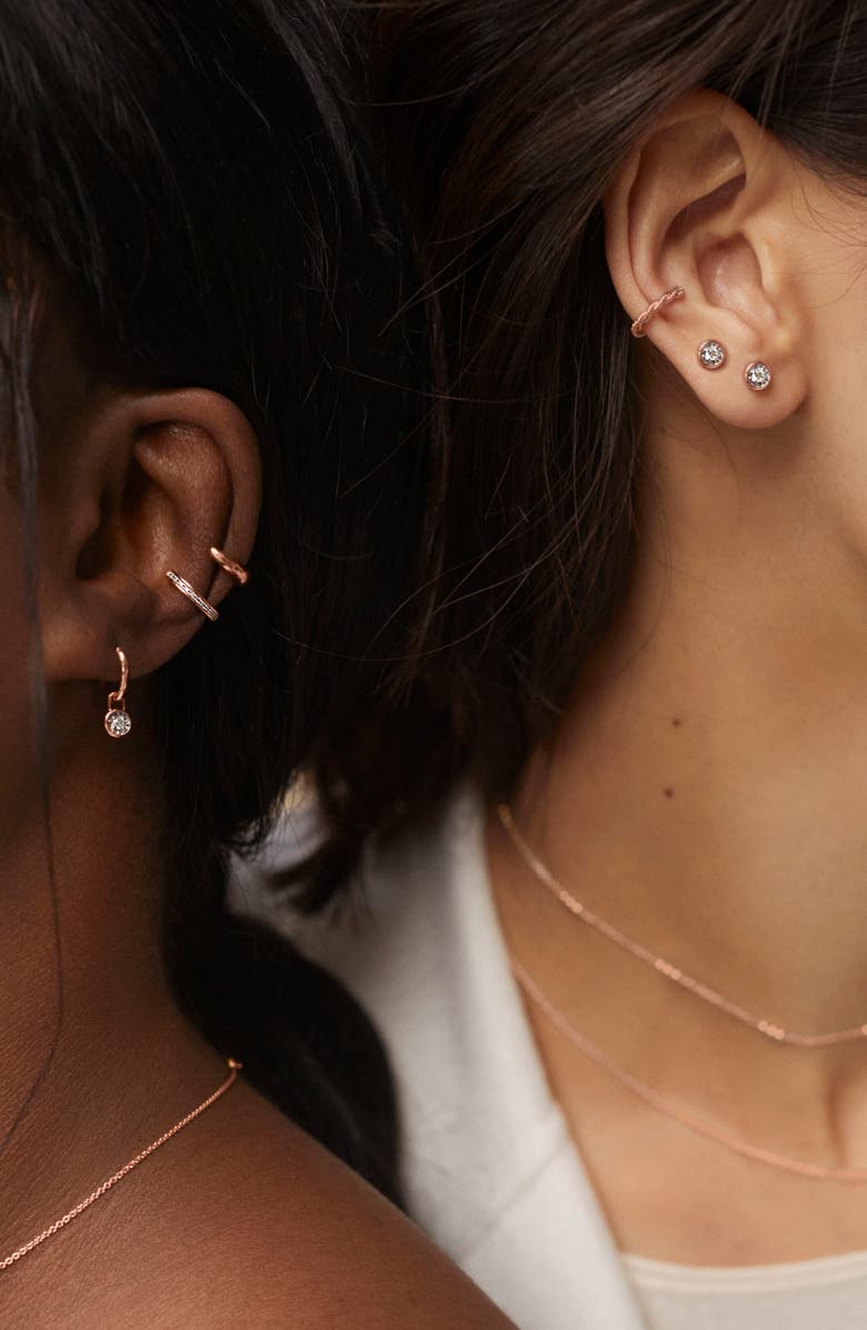 Monica Vinader Diamond Essential Huggie Earrings, Alternate, color, Rose Gold