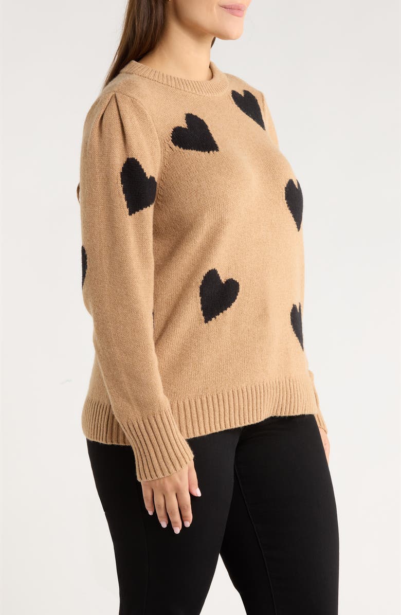 Caslon<sup>®</sup> Intarsia Heart Sweater, Alternate, color, Tan Camel- Black Heart