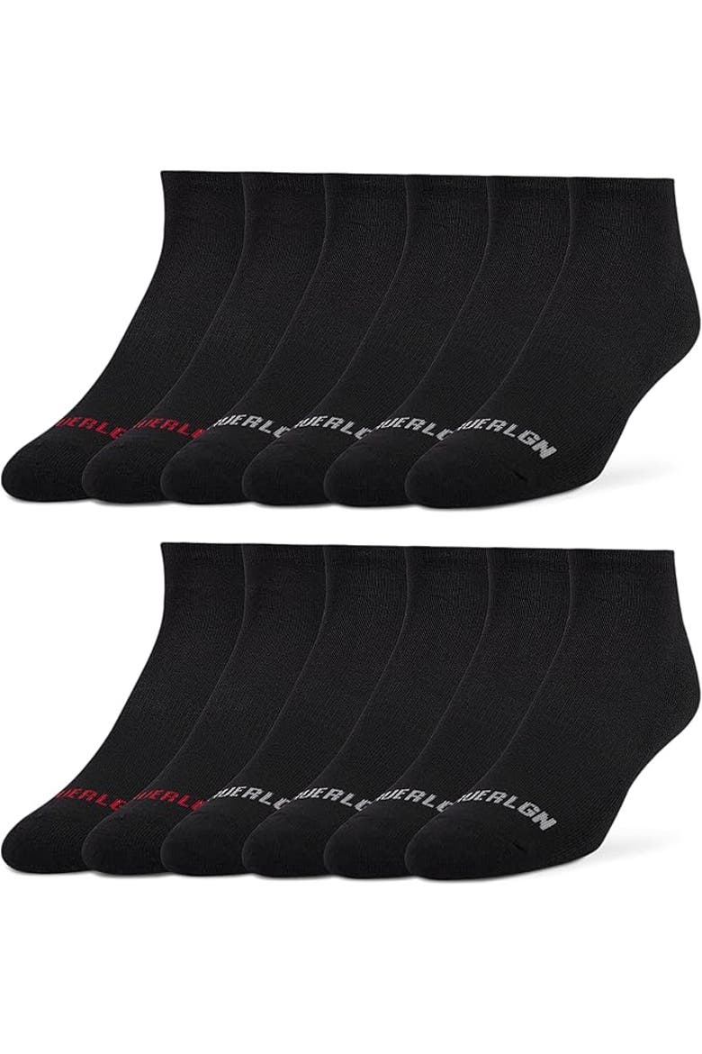 12 Pairs Premium Athletic No Show Socks, Main, color, Black
