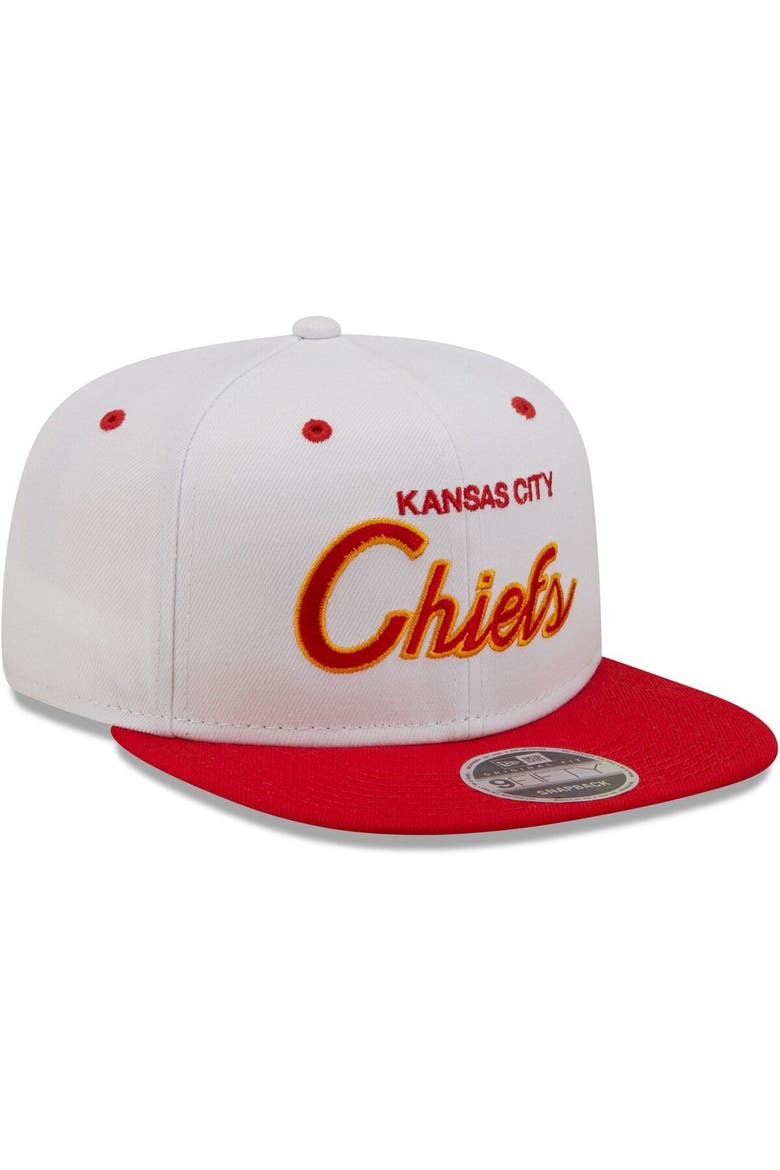 Men's New Era White/Red Kansas City Chiefs Sparky Original 9FIFTY Snapback Hat, Alternate, color, White