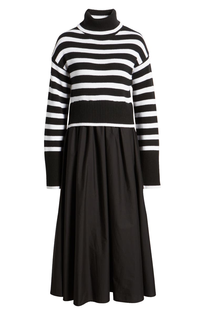 MOON RIVER Mixed Media Long Sleeve Midi Dress, Alternate, color,