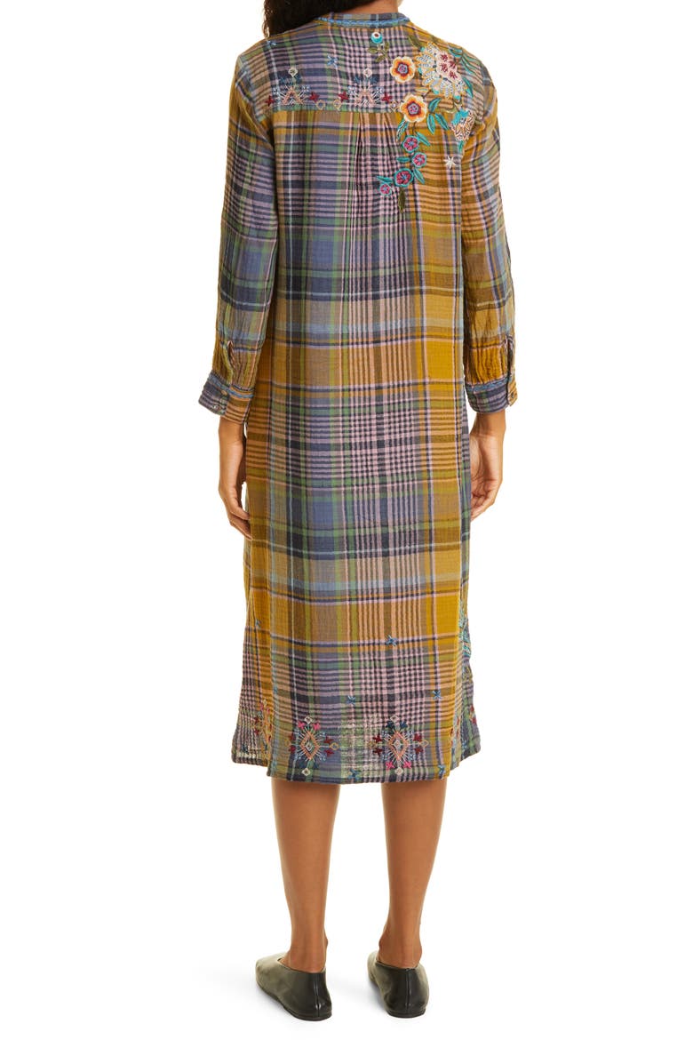 Francisca Cotton Shift Midi Dress, Alternate, color, PLAID