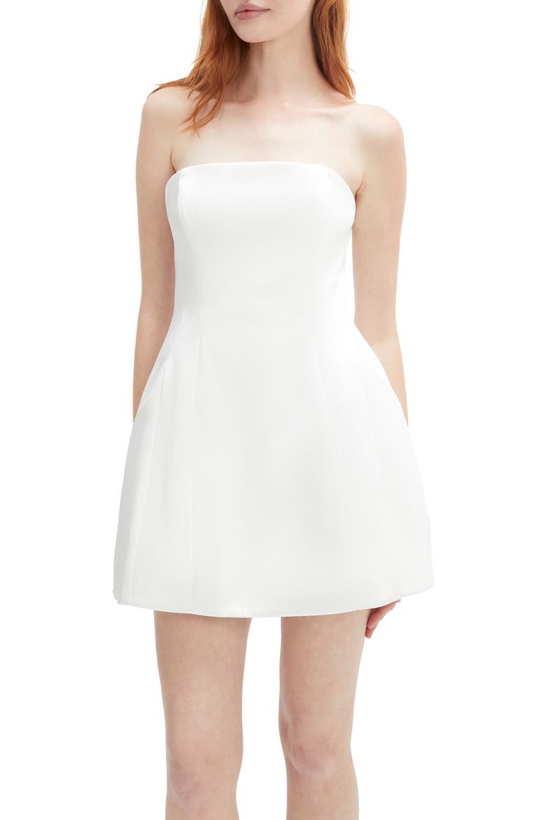 Karoline Strapless Satin Minidress, Alternate, color, ORCHID WHITE
