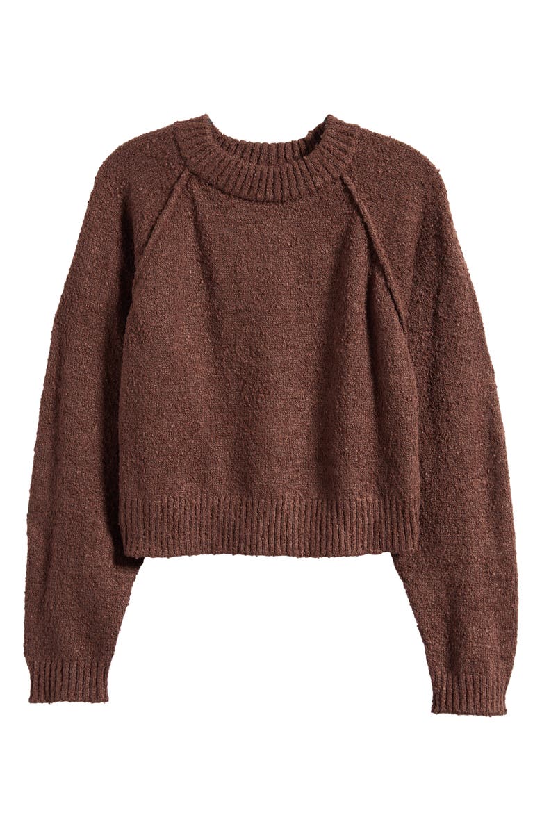 PacSun Snug Raglan Sleeve Crop Sweater, Alternate, color, French Roast
