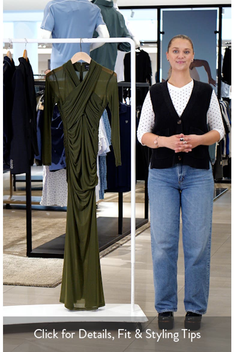 Veria Long Sleeve Wrap Mesh Maxi Dress video