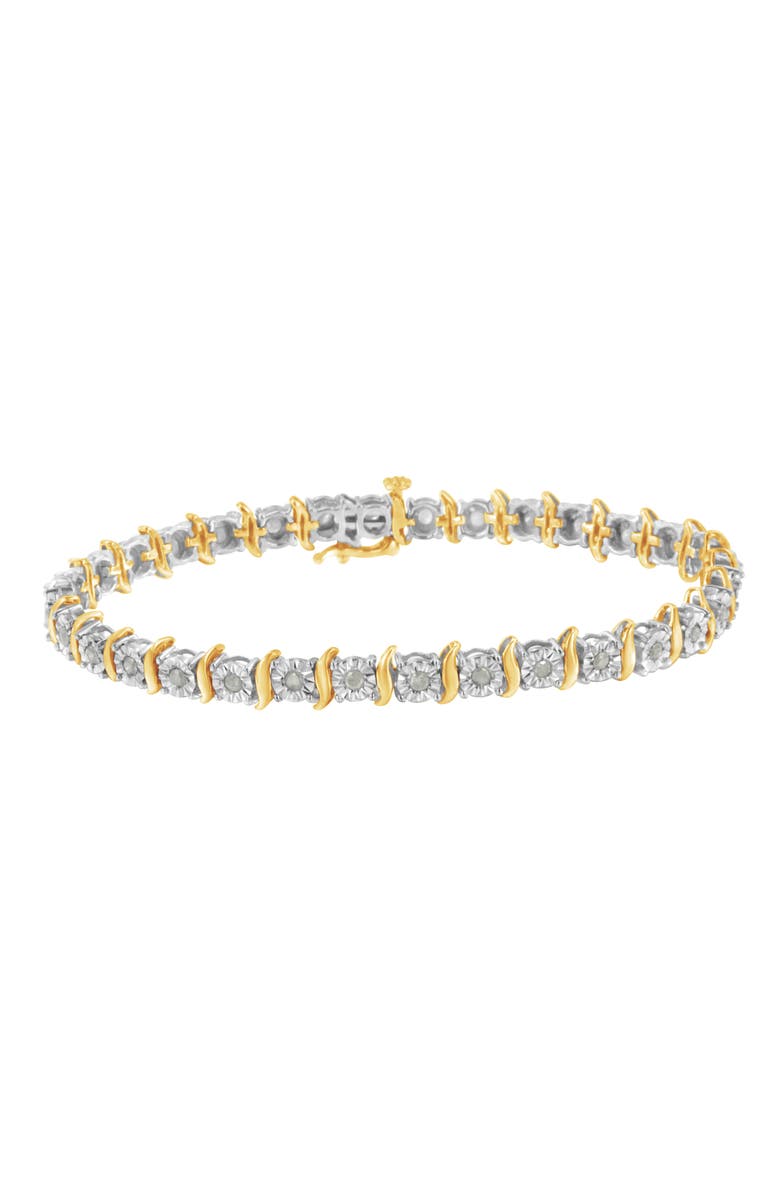 Haus of Brilliance Silver 1.0 Cttw Diamond S-Curve Link Miracle-Set Tennis Bracelet, Main, color, Yellowwhite Gold Over Silver