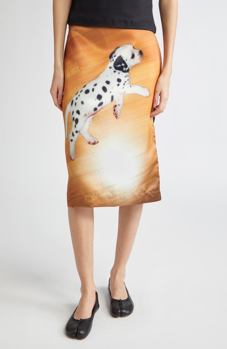 Ashley Williams Dalmatian Print Satin Midi Skirt | Nordstrom