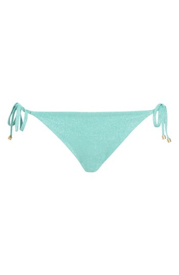Vitamin A ® Elle Metallic Side Tie Bikini Bottoms In Aqua