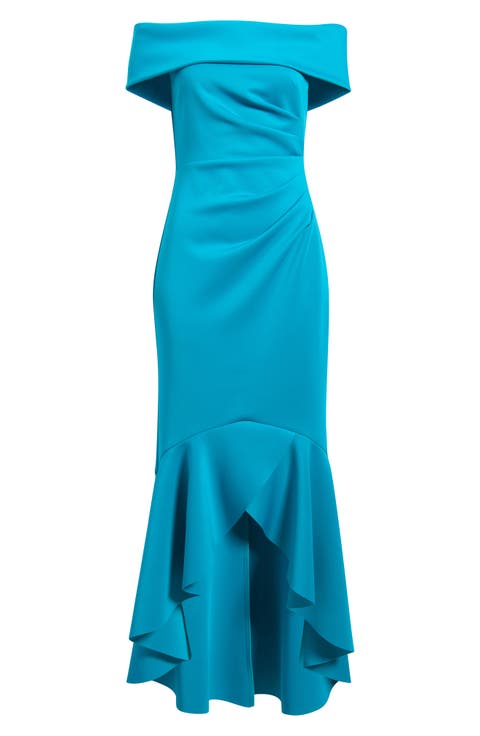 Off the Shoulder High-Low Gown