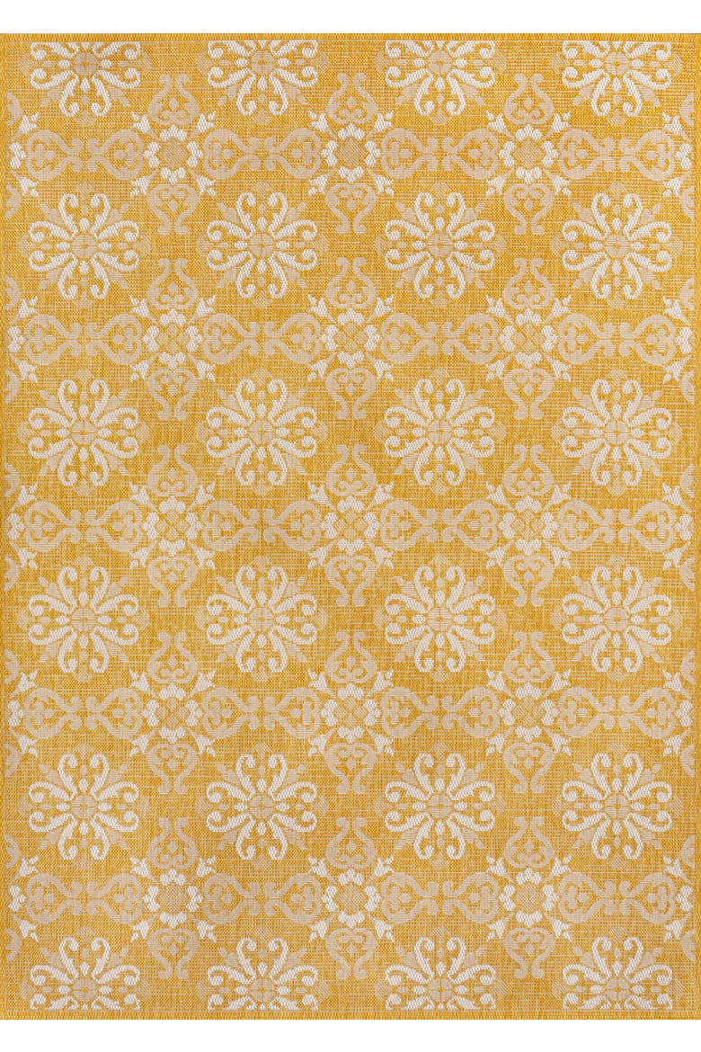 Amora Traditional Mediterranean Tile Design Indoor/Outdoor Area Rug, Main, color, Yellow/Cream