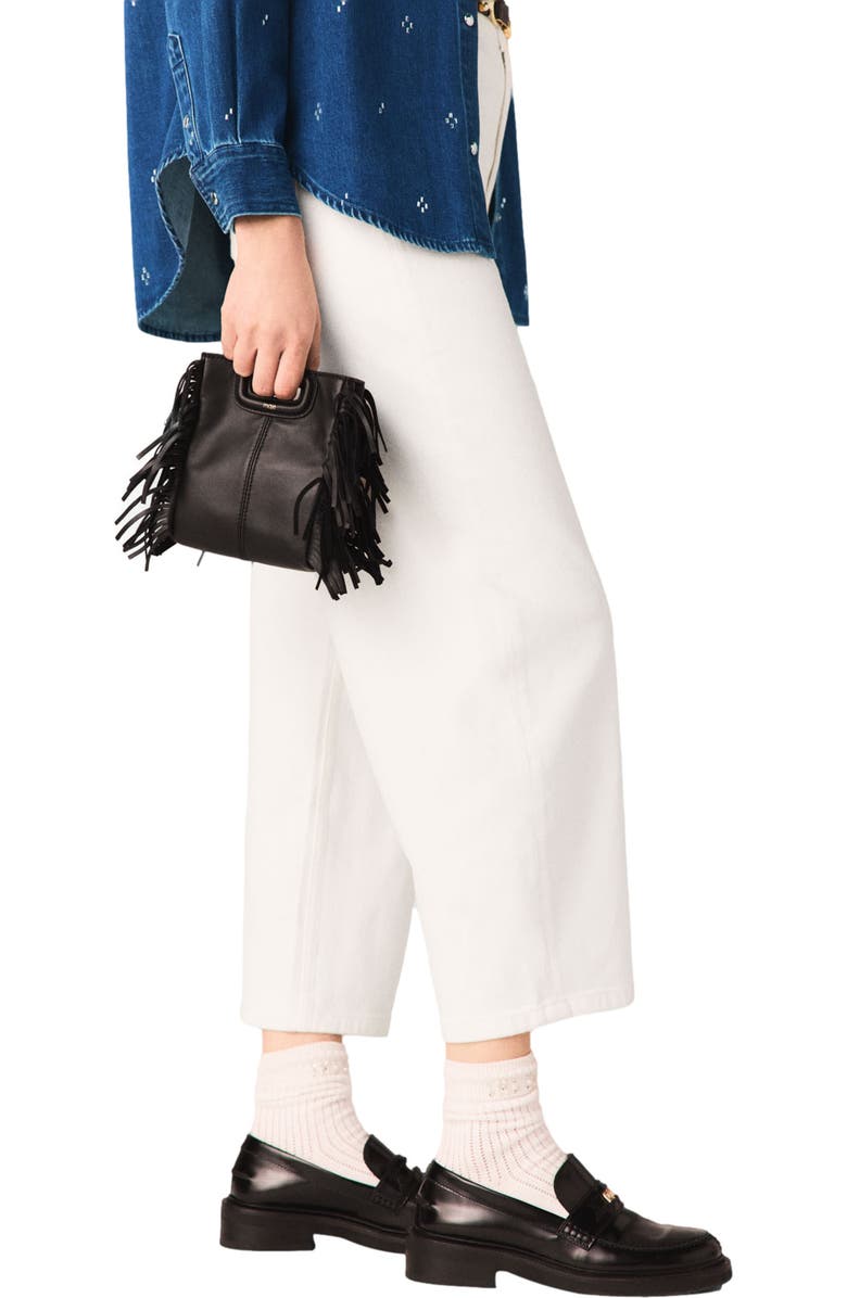 maje Mini M bag in smooth leather, Alternate, color, Black