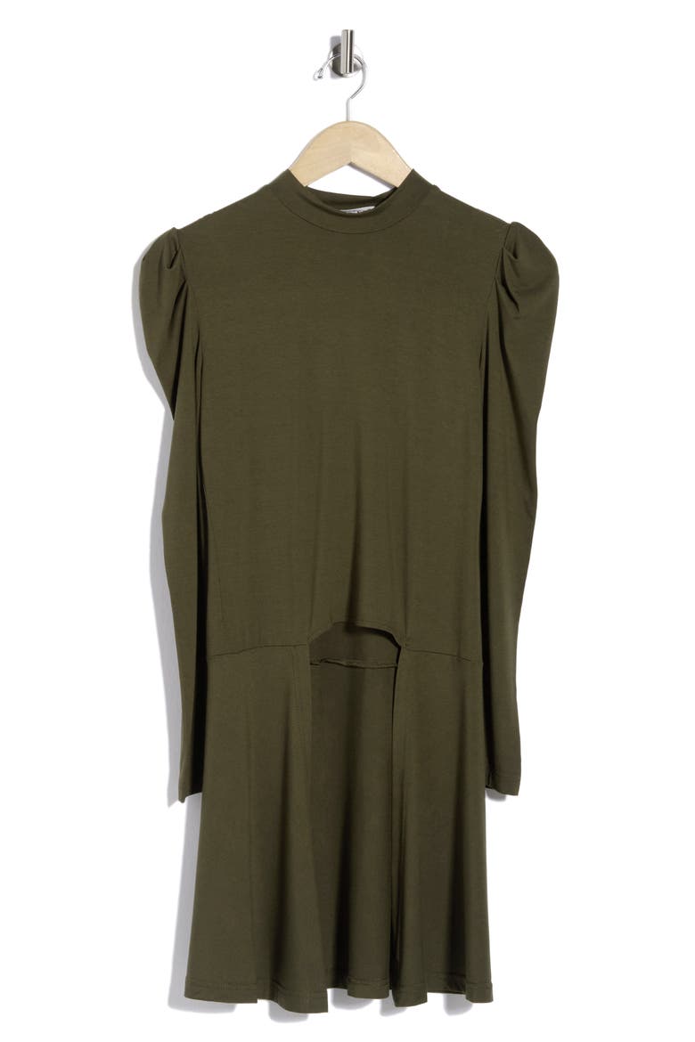 Mock Neck Cutout Tunic, Alternate, color, OLIVE