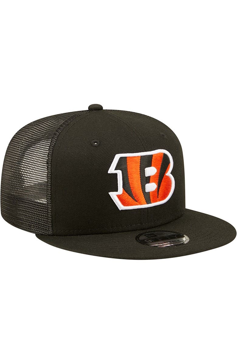 New Era Men's New Era Black Cincinnati Bengals Team Classic Trucker 9FIFTY Snapback Hat, Alternate, color, 