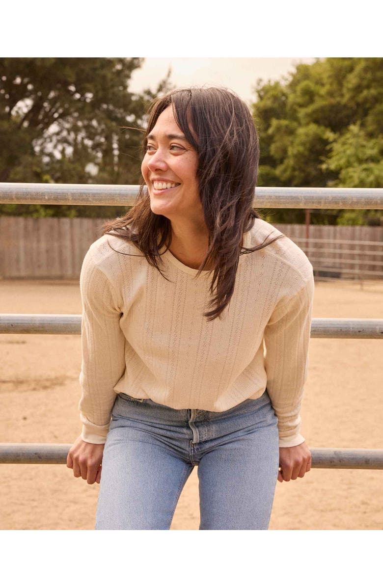 Toad & Co Foothill Pointelle Long Sleeve Crew II, Alternate, color, Salt