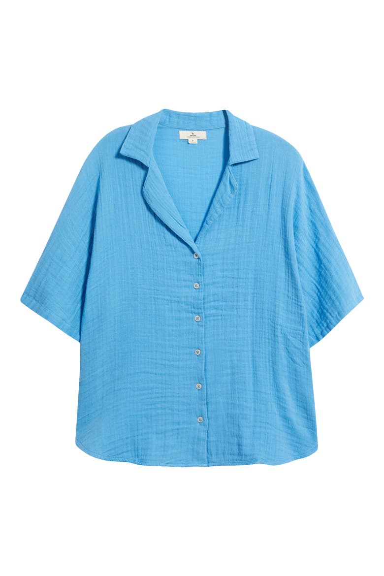 Premium Surf Cotton Gauze Button-Up Shirt, Alternate, color, AZURE BLUE