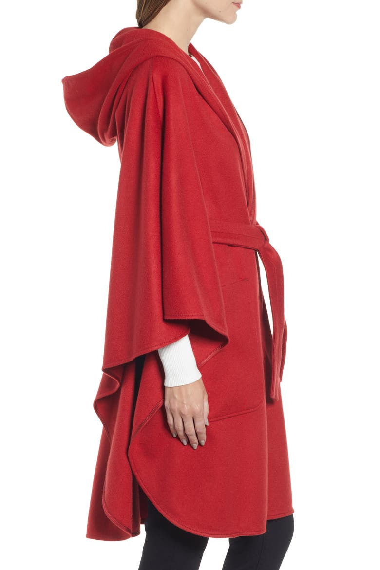 Belted Cashmere Poncho, Alternate, color, RED