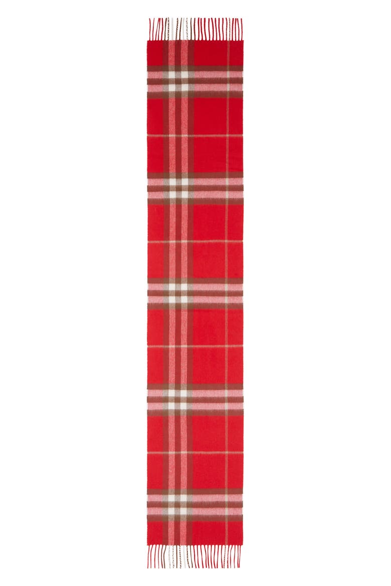 Giant Icon Check Cashmere Scarf, Alternate, color, BRIGHT MILITARY RED
