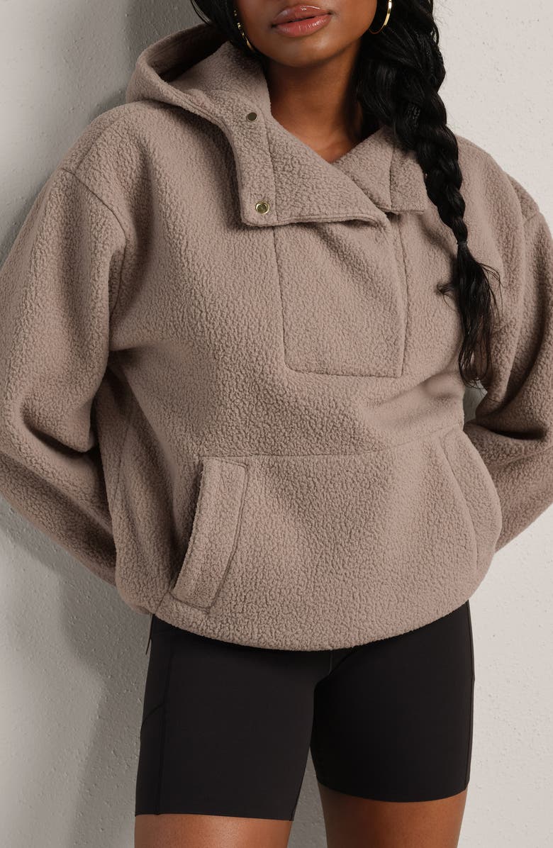 Rhone Aloft Fleece Hoodie, Main, color, Foggy Taupe