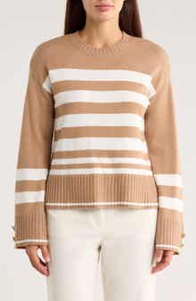 Ellen Tracy Stripe Crewneck Sweater