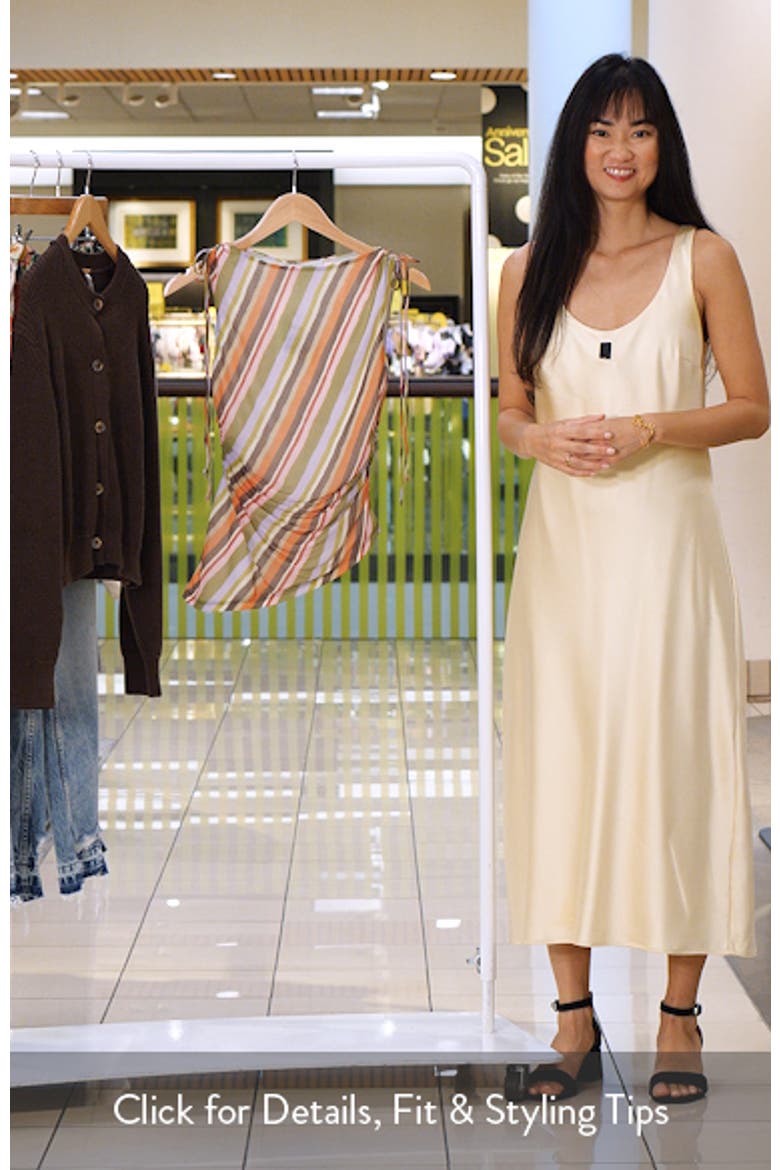 Stripe Ruched Tie Shoulder Asymmetric Hem Top video