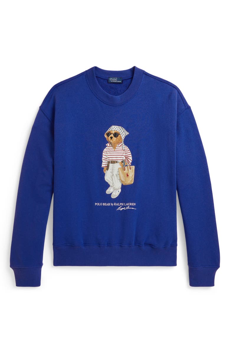 Polo Ralph Lauren Polo Bear Lightweight Fleece Graphic Sweatshirt, Alternate, color, Gala Blue