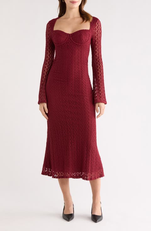 Tamia Long Sleeve Lace Midi Dress