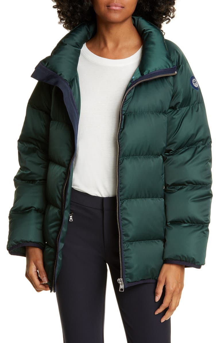Tory Sport by Tory Burch Tory Sport Performance Satin Down Jacket, Main, color, 