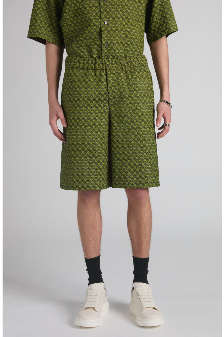 Skull Jacquard Pajama Shorts, Main, color, ABSYNTHE