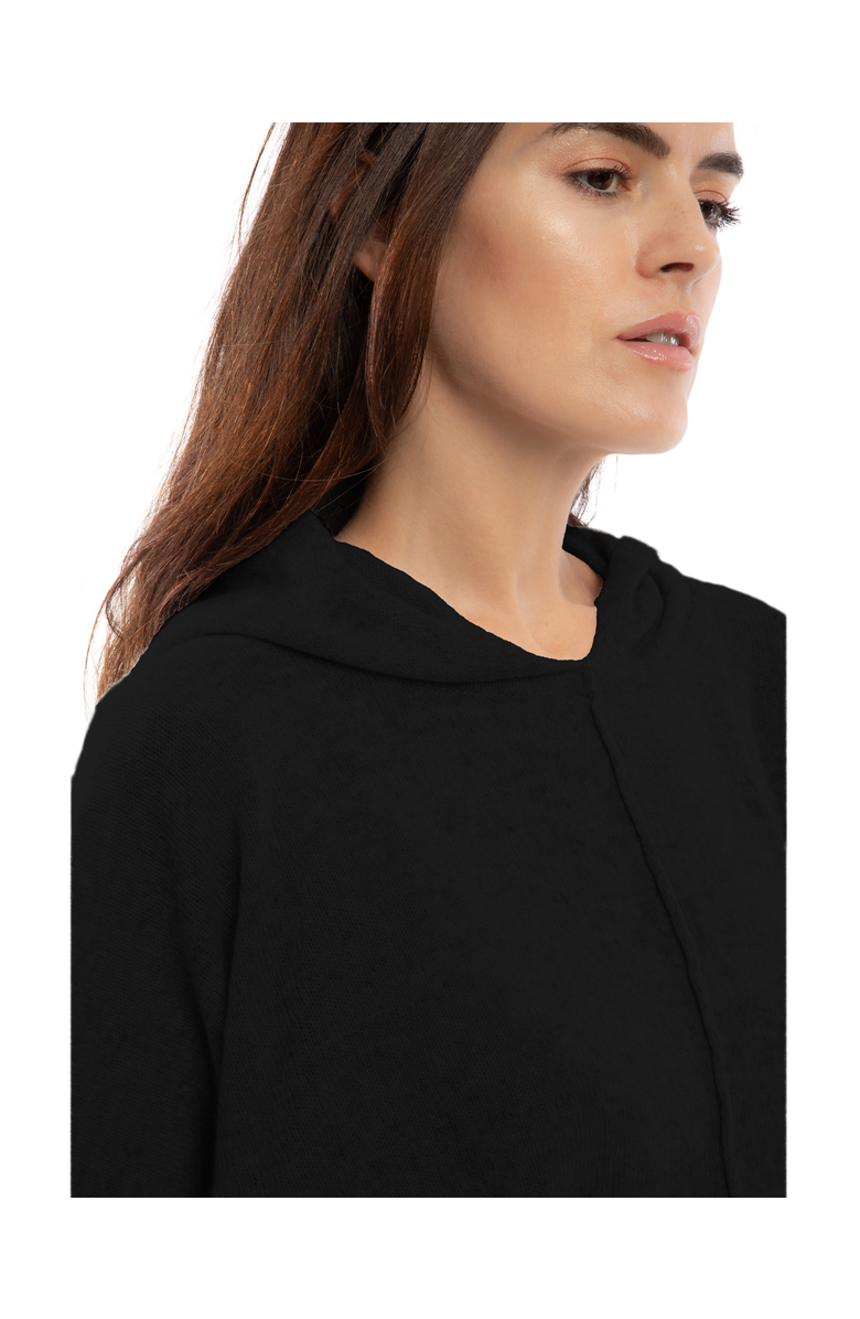 Monticelli Cashmere Pure Cashmere Button Hoodie Poncho, Alternate, color, Black