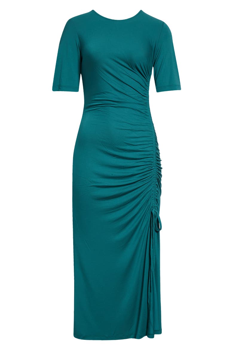 Rose Ruched Short Sleeve Jersey Dress, Alternate, color, GREEN