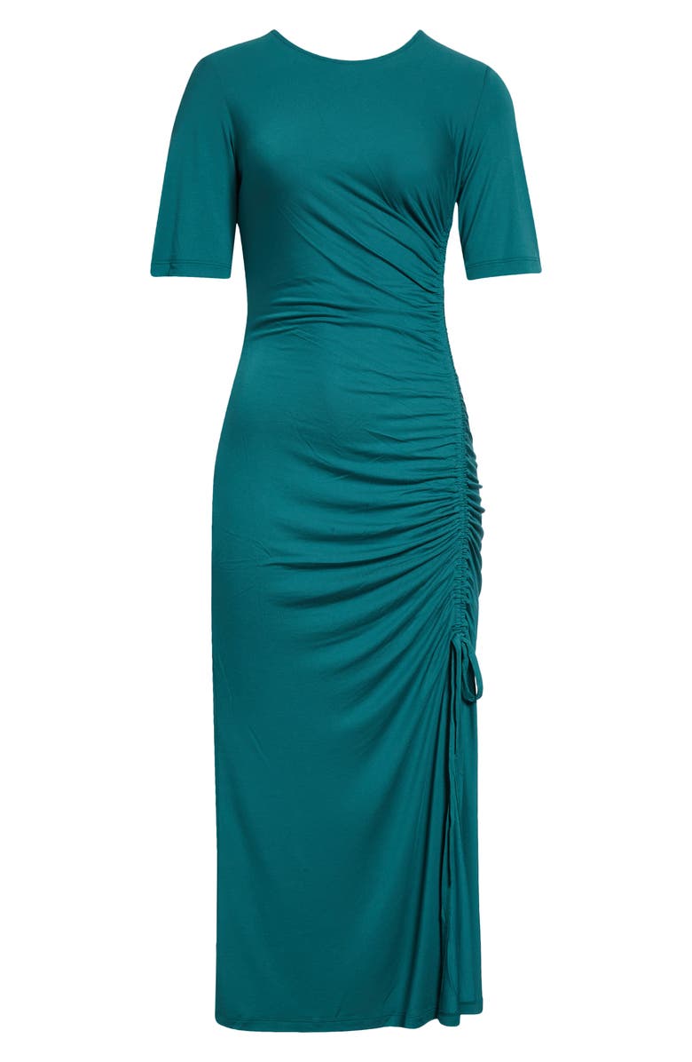 Reiss Rose Ruched Short Sleeve Jersey Dress, Alternate, color, Green