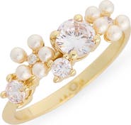 Covet Cluster Cubic Zirconia & Faux Pearl Ring