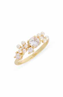 Covet Cluster Cubic Zirconia & Faux Pearl Ring