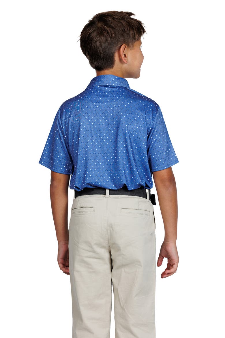 Kids' Golf Club Print Performance Knit Polo, Alternate, color, DENIM