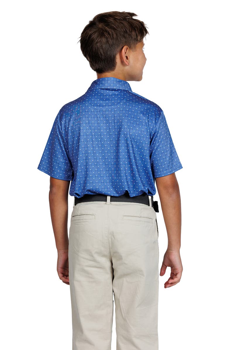 TailorByrd Kids' Golf Club Print Performance Knit Polo, Alternate, color, Denim