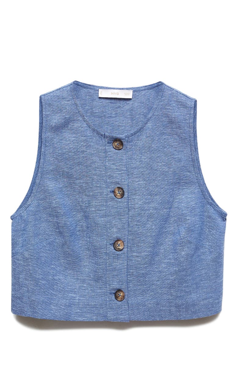 MANGO Sleeveless Linen Blend Crop Top, Alternate, color, 