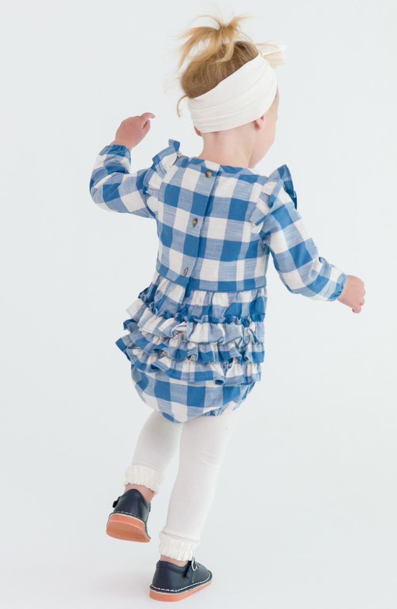 RuffleButts Plaid Ruffle Romper & Headband Set, Alternate, color, 