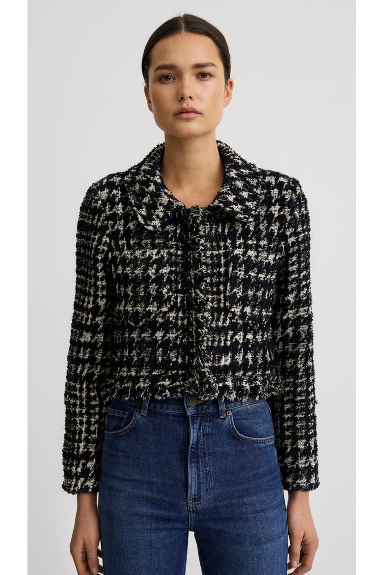 Long Sleeve Mini Jacket, Main, color, Black Houndstooth