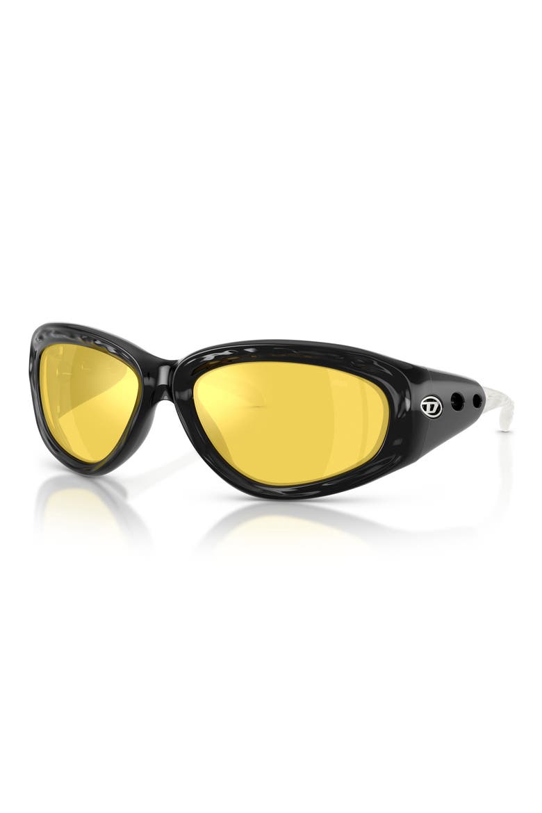 63mm Oversize PIllow Sunglasses, Alternate, color, SHINY BLACK / YELLOW MIRROR