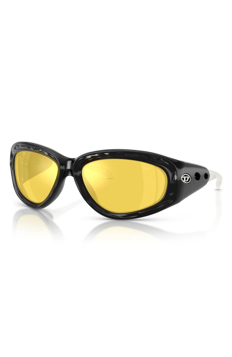 DIESEL<sup>®</sup> 63mm Oversize PIllow Sunglasses, Alternate, color, Shiny Black / Yellow Mirror
