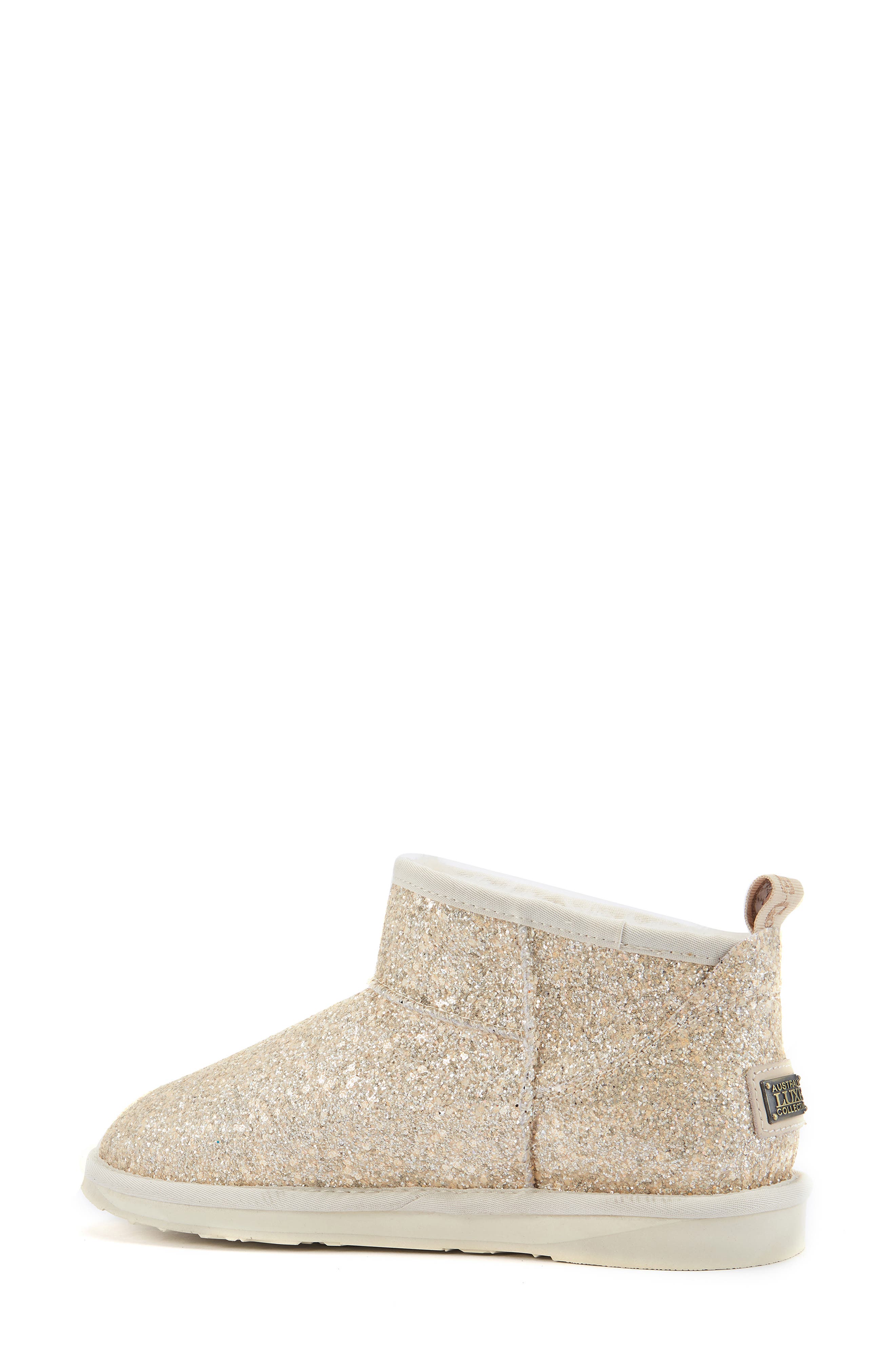 Australia Luxe Collective Cosy Genuine Shearling Glitter Ultra Short Bootie, Alternate, color, 