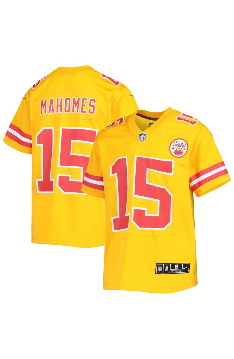 Nike Youth Nike Patrick Mahomes Gold Kansas City Chiefs Inverted Team Game Jersey, Main, color,