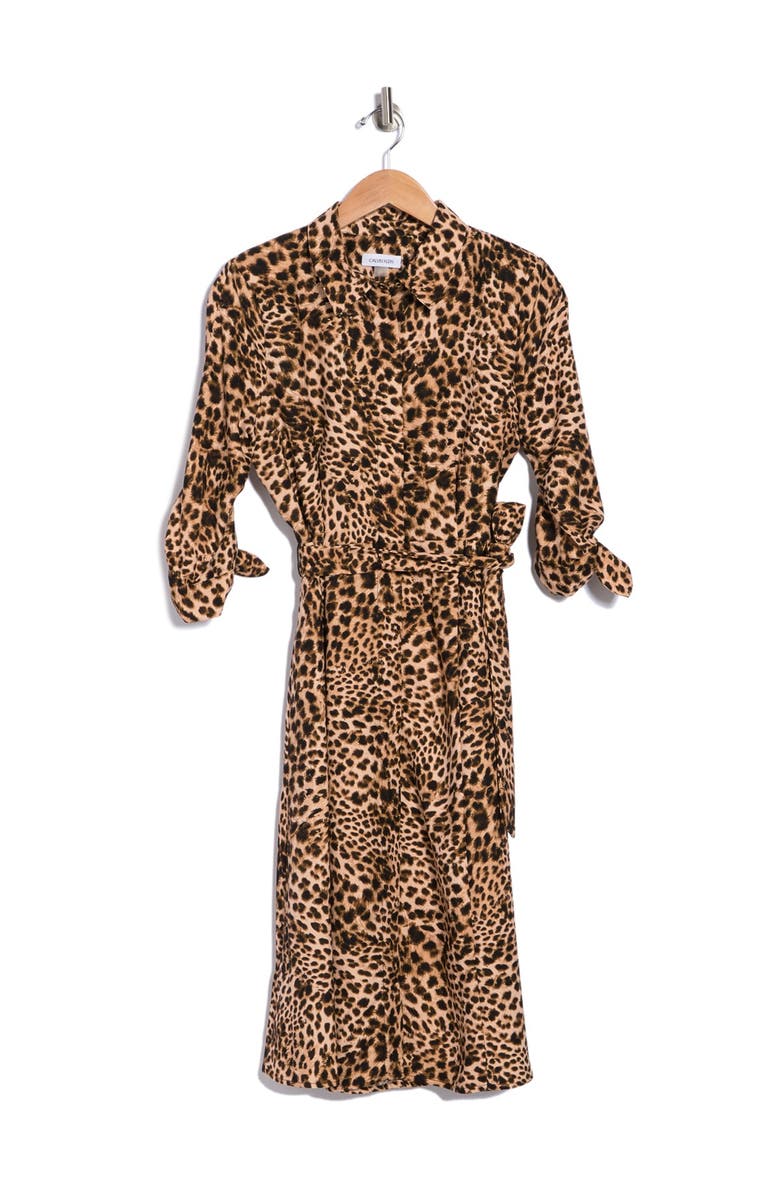 Calvin Klein Animal Print Shirtdress, Alternate, color, 