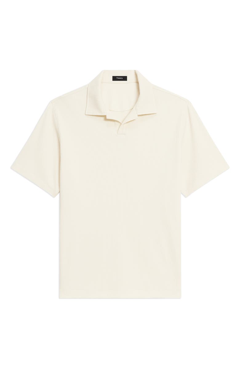 Theory Johnny Collar Ribbed Cotton Polo, Alternate, color, Oat Milk
